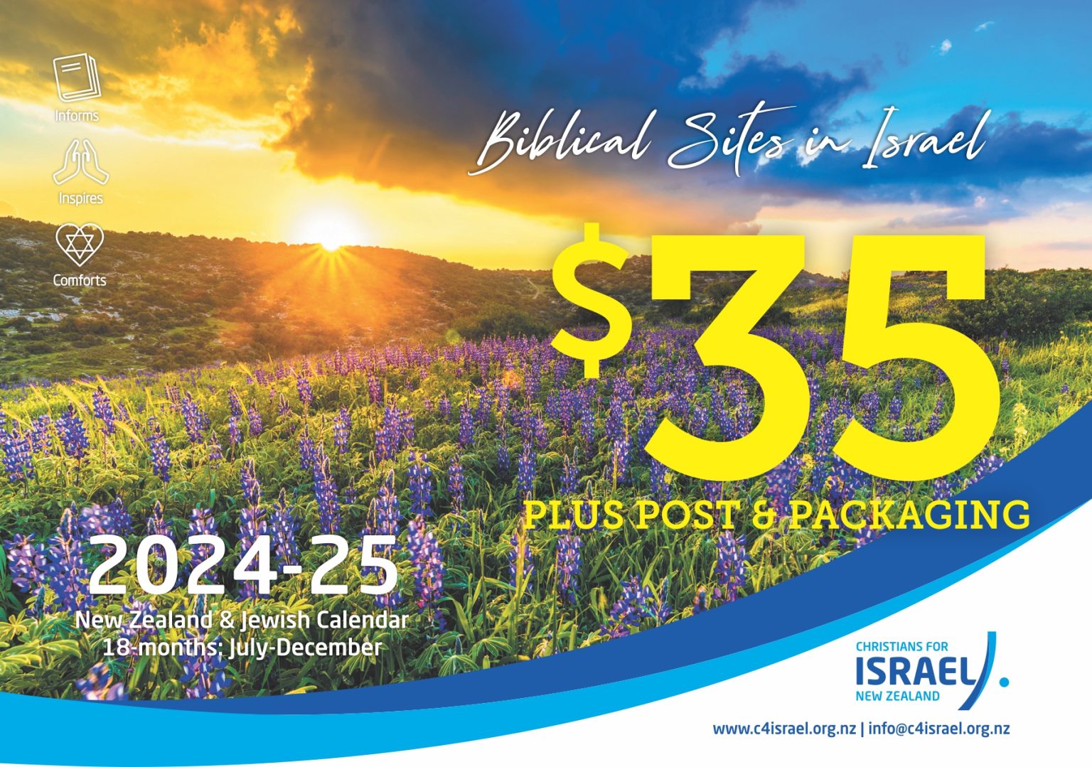 NEW 18-month 2024-2025 Christians for Israel Calendar - Christians for
